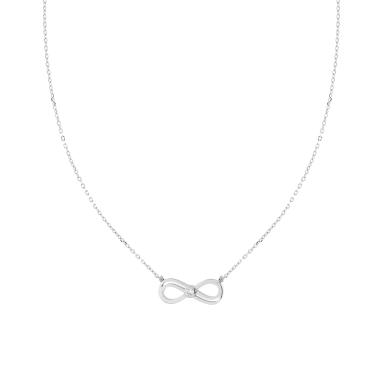 Collana Catena Forzatina Diamantata con Infinito e Punto Luce Cubic Zirconia Bianco in ARGENTO 925 Galvanica Rodio