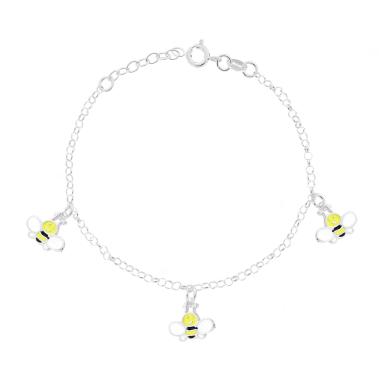 Bracciale Bimbo Bimba Catena Rolo con Api e Smalto Giallo pendenti in ARGENTO 925