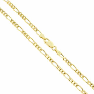 Catena Figaro Alternata 080 3+1 Vuoto sezione mm 3 lunghezza cm 60 in ARGENTO 925 Galvanica Oro