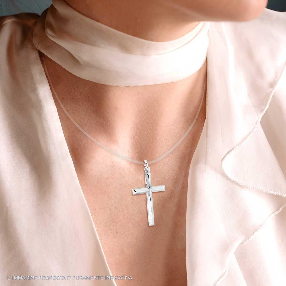 Ciondolo Croce in ARGENTO 925 Galvanica Rodio