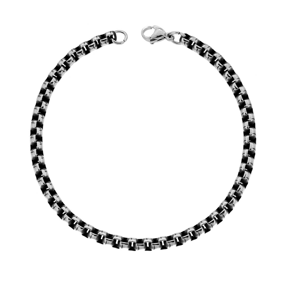 Bracciale Uomo Catena Veneziana Tonda mm 4.5 in ACCIAIO Brunito