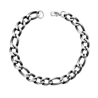 Bracciale Uomo Catena Alternata Figaro mm 7.7 in ACCIAIO Brunito