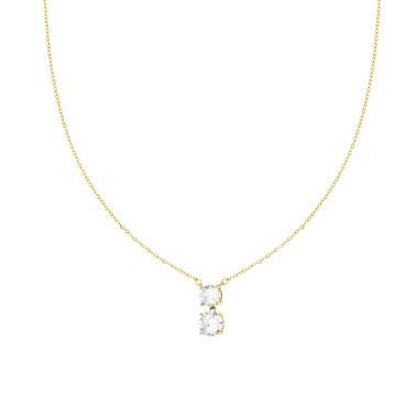 Collana Catena Forzatina Diamantata con doppio Punto Luce e Crystal Bianchi in ACCIAIO colore Oro