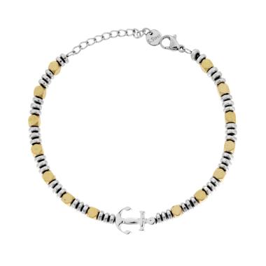 Bracciale Catena Cubetti colore Oro con Ancora in ACCIAIO