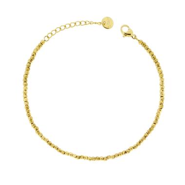 Bracciale Catena con Palline Diamantate mm 2,5 in ACCIAIO colore Oro