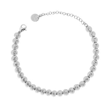 Bracciale Catena con Palline Diamantate mm 6 in ACCIAIO