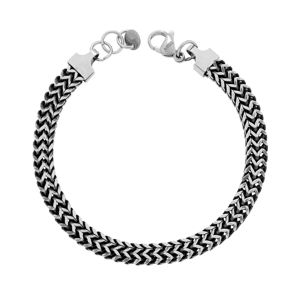 Bracciale Catena Franco doppia mm 6 in ACCIAIO colore Brunito