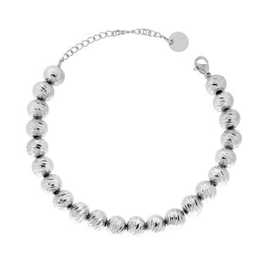 Bracciale Catena con Palline Diamantate mm 8 in ACCIAIO