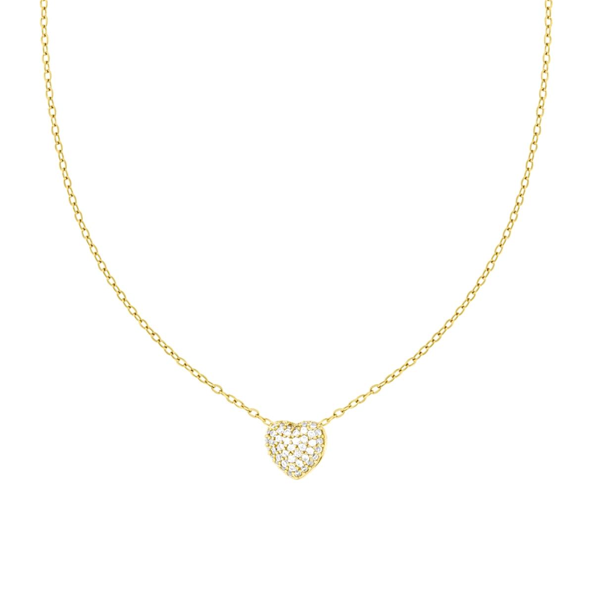 Collana Catena Forzatina con Cuore e Crystal Bianchi in ACCIAIO E OTTONE colore Oro