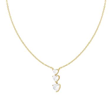 Collana Catena Forzatina con Trilogy Cuori e Crystal Bianchi in ACCIAIO E OTTONE colore Oro