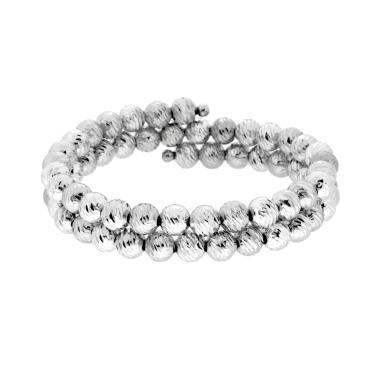 Bracciale Semirigido due giri Palline Diamantate mm 6 in ACCIAIO