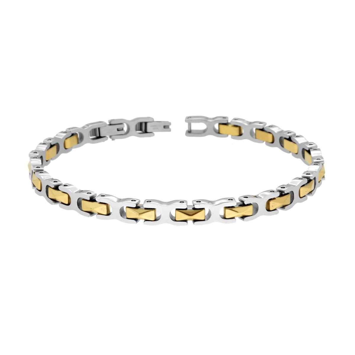 Bracciale Uomo Maglia Imperniata con dettagli Colore Oro in Ceramica in ACCIAIO