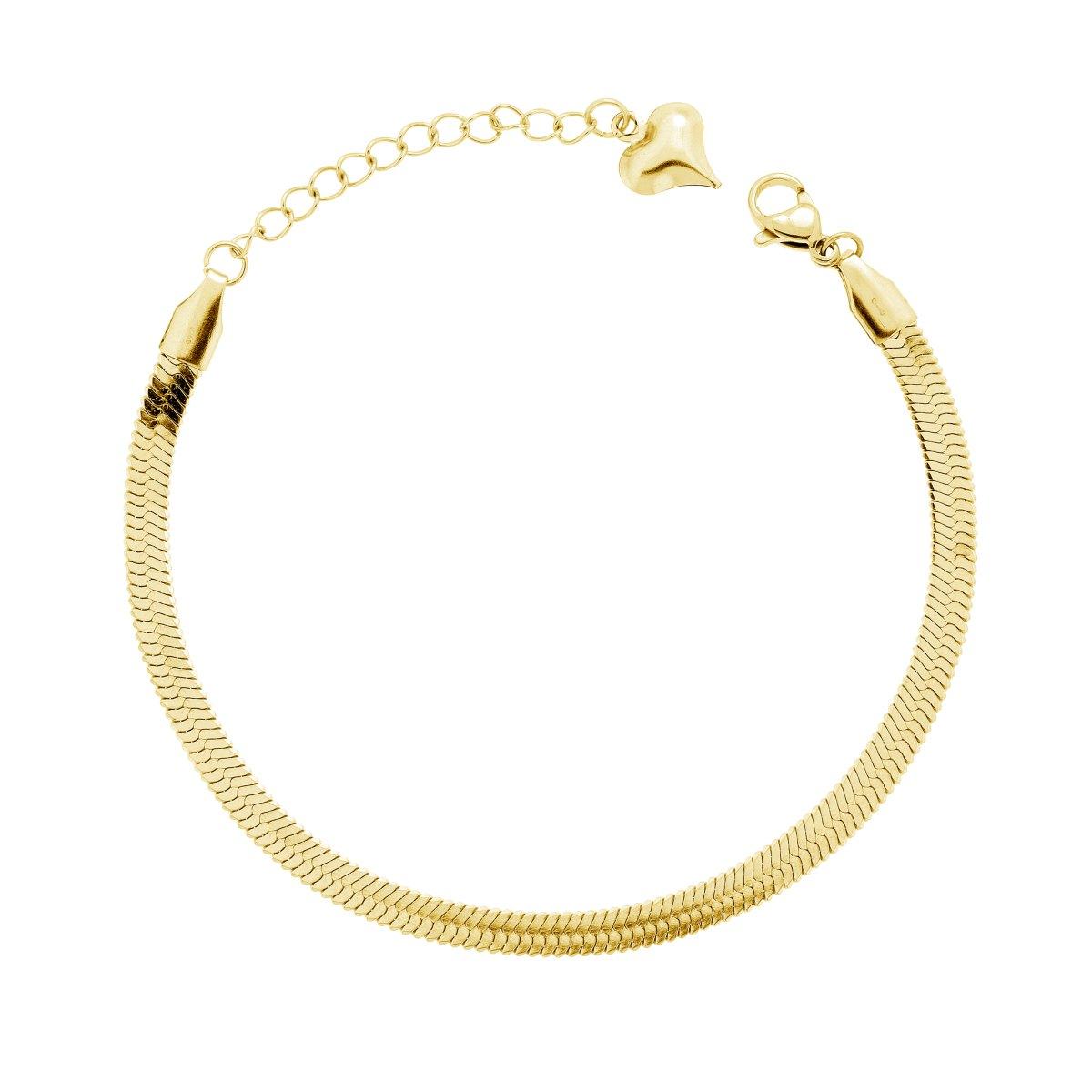 Bracciale Catena Magik mm 4 cm 17+4 con Cuore Bombato in ACCIAIO colore Oro