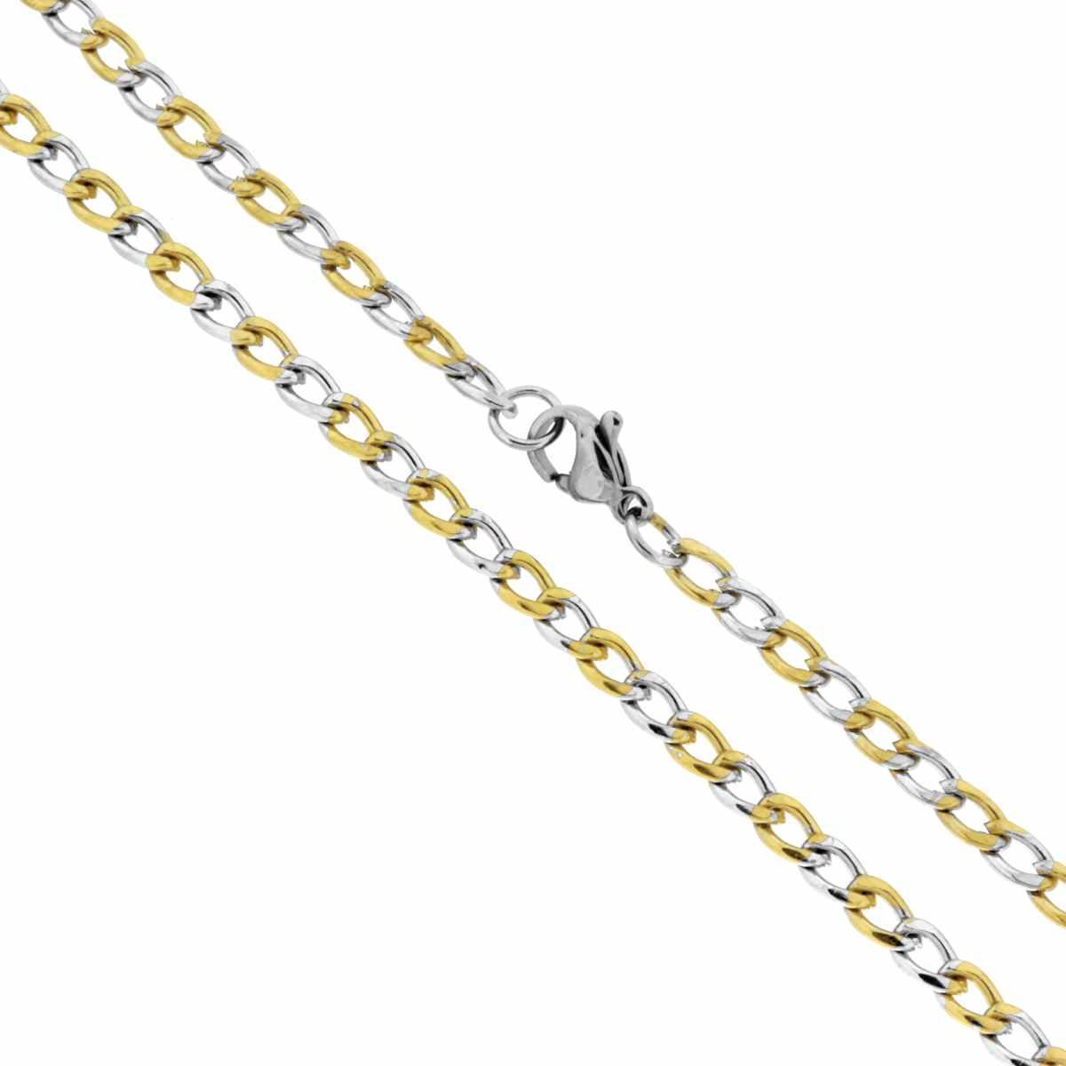 Catena Grumetta Diamantata sezione mm 3.6 lunghezza cm 55 in ACCIAIO colore Oro e Acciaio