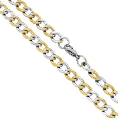 Catena Grumetta Diamantata sezione mm 6.2 lunghezza cm 55 in ACCIAIO colore Oro e Acciaio