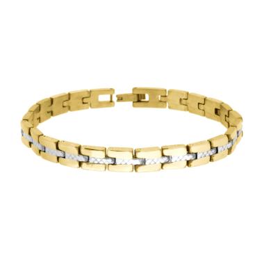 Bracciale Uomo Maglia Imperniata dettagli colore Oro in ACCIAIO