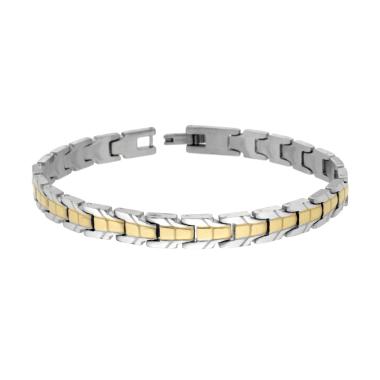 Bracciale Uomo Maglia Imperniata dettagli colore Oro in ACCIAIO