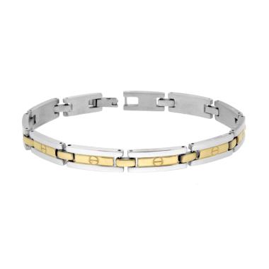 Bracciale Uomo Maglia Imperniata dettagli colore Oro in ACCIAIO