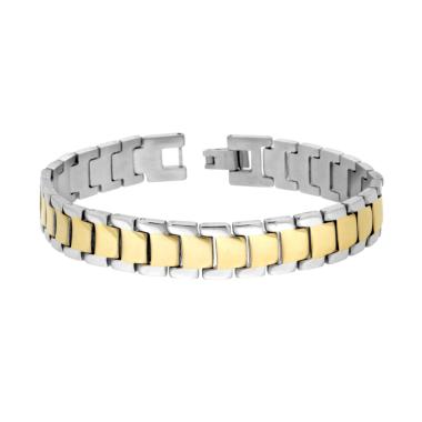 Bracciale Uomo Maglia Imperniata dettagli colore Oro in ACCIAIO