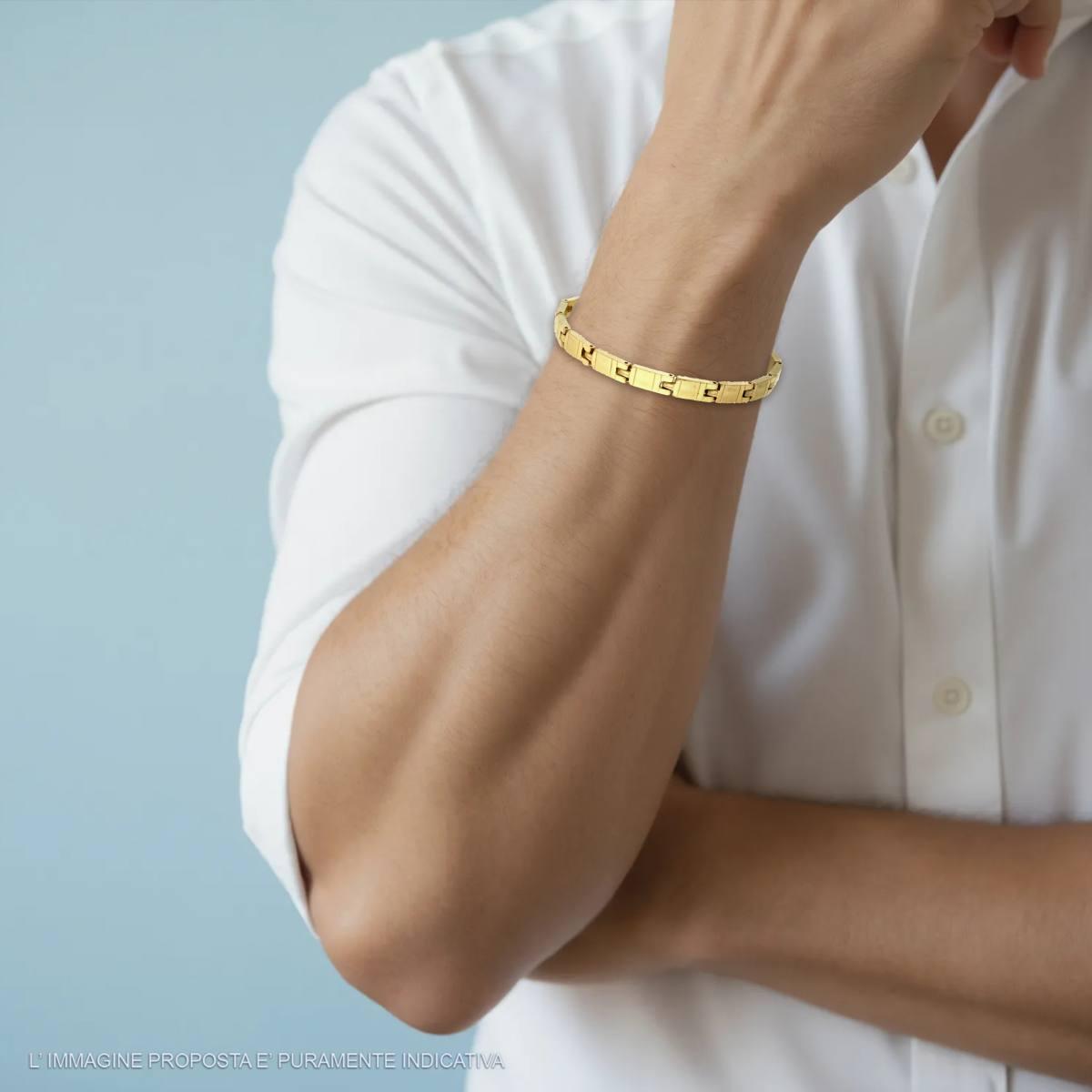 Bracciale Uomo Maglia Imperniata in ACCIAIO colore Oro