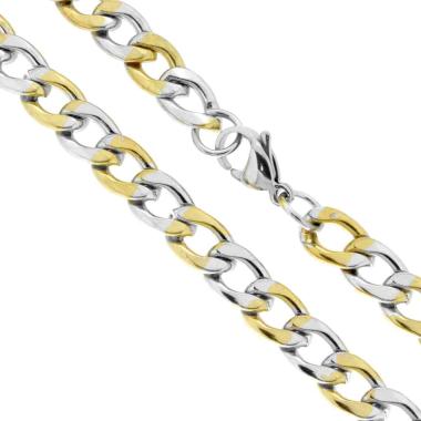 Catena Grumetta Diamantata sezione mm 8.3 lunghezza cm 55 con dettagli colore Oro in ACCIAIO