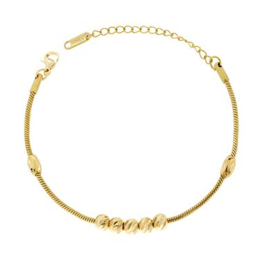 Bracciale Catena Coda di Topo con Palline Diamantate in ACCIAIO colore Oro