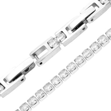 Bracciale Tennis Griffe cm 17+2 con Crystal mm 3 Bianco in ACCIAIO