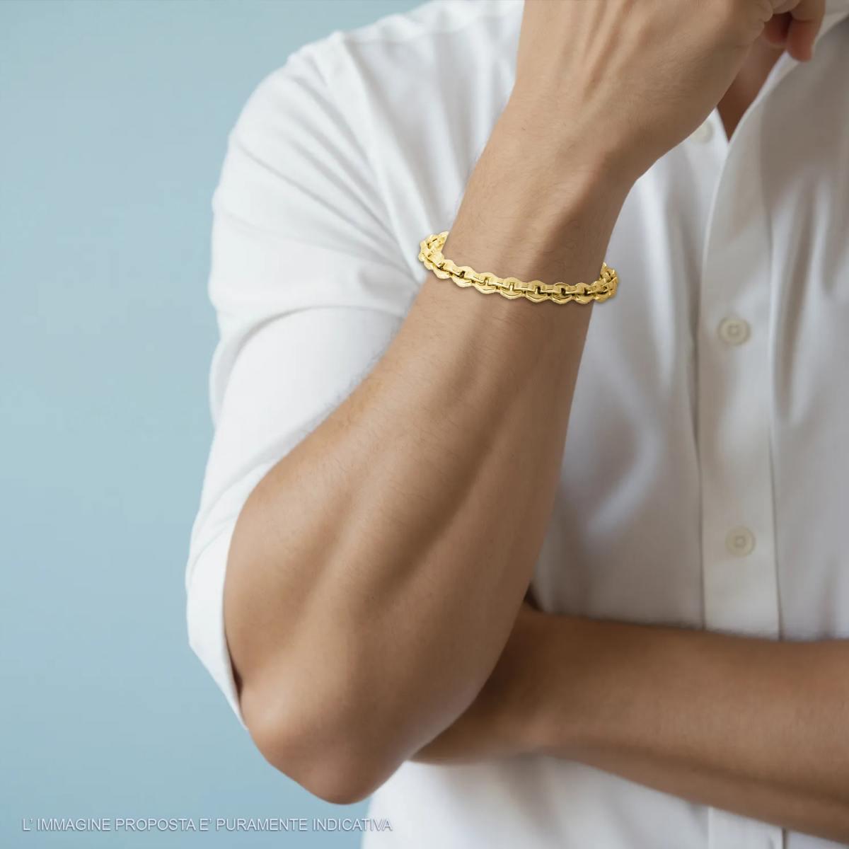 Bracciale Uomo Catena Forzatina Esagonale in ACCIAIO colore Oro