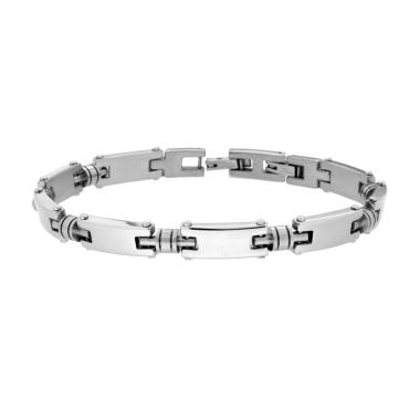 Bracciale Uomo Maglia Imperniata con Cilindretti in ACCIAIO