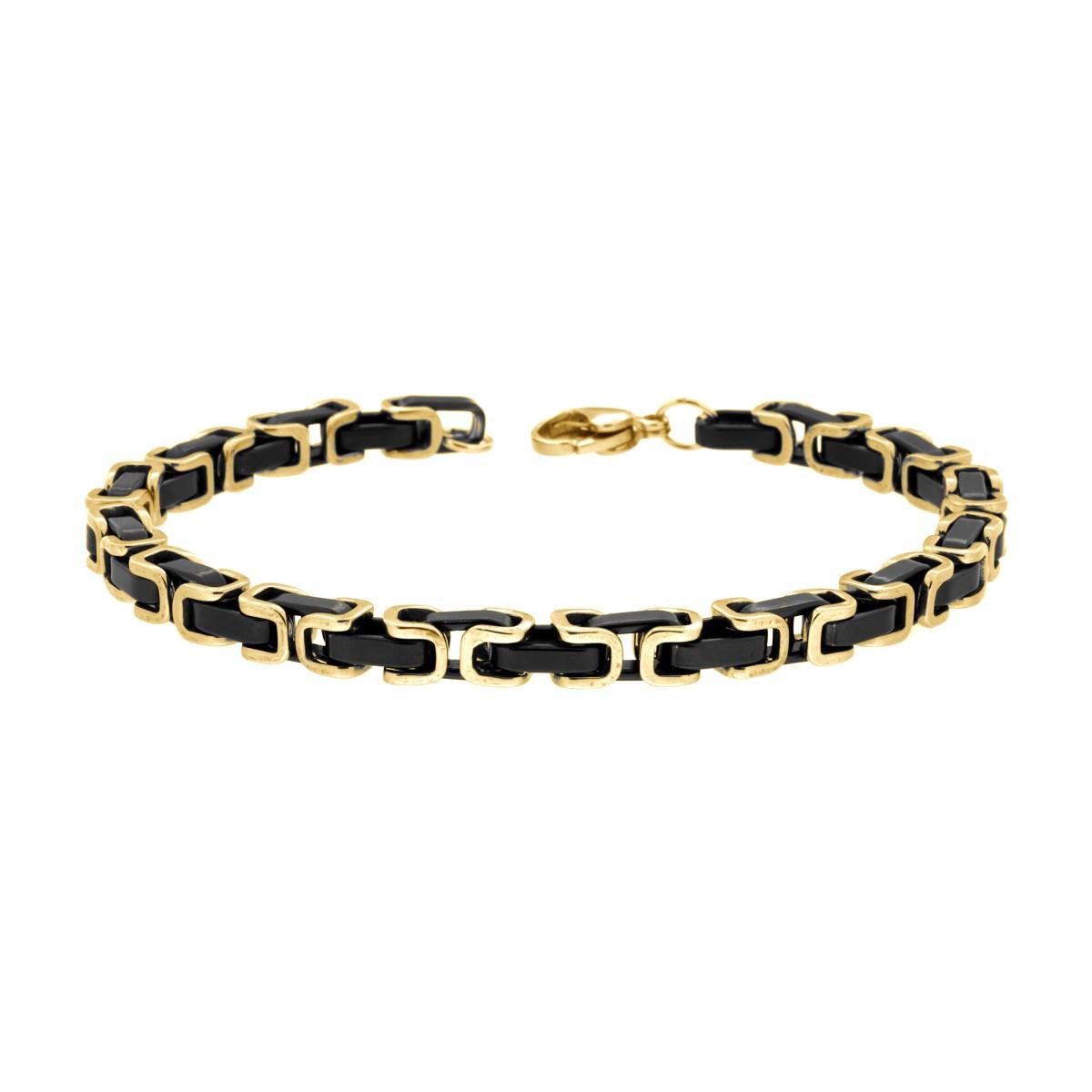 Bracciale Uomo Catena Bizantina Nera in ACCIAIO colore Oro