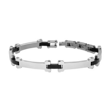 Bracciale Uomo Maglia Imperniata con dettagli in Nero in ACCIAIO