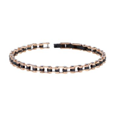 Bracciale Uomo Maglia Imperniata Nera Catena Bicicletta in ACCIAIO colore Rosa