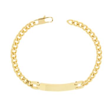 Bracciale Uomo Catena Grumetta con Targa in ACCIAIO colore Oro