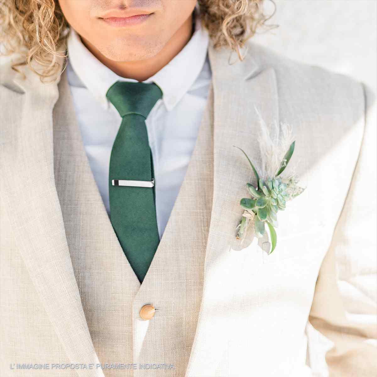 Fermacravatta Plain con Inserto Effetto Fibra di Carbonio in ACCIAIO