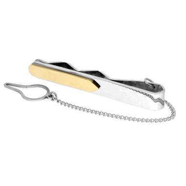 Fermacravatta Plain con Piastra colore Oro in ACCIAIO