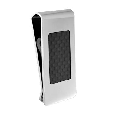 Fermacravatta Plain con inserto Effetto Fibra di Carbonio in ACCIAIO