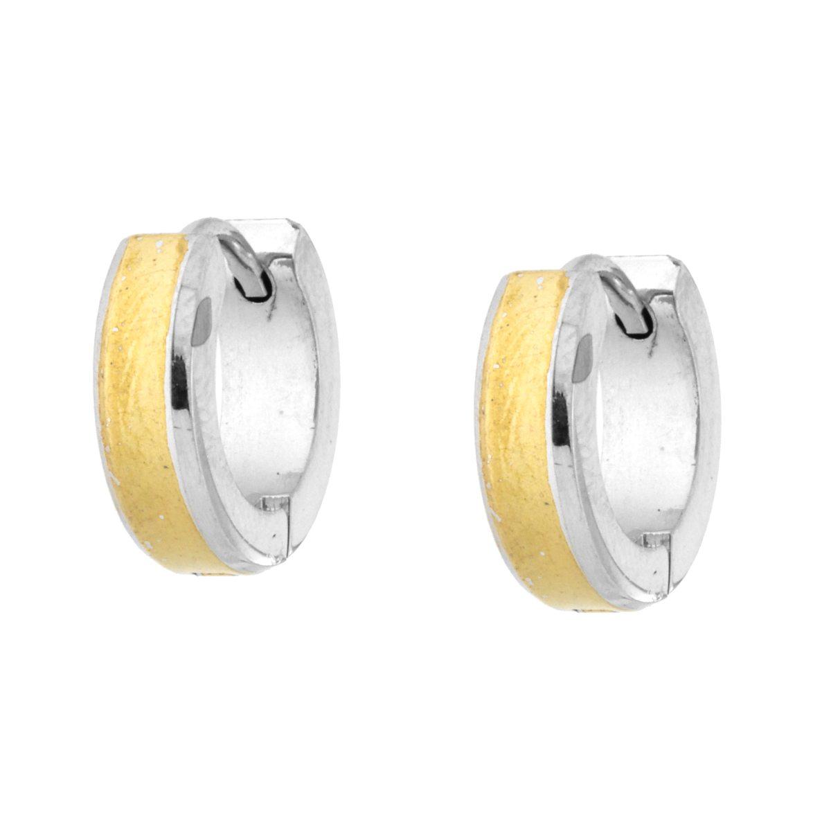 Orecchini Cerchio mm 13 con dettaglio colore Oro in ACCIAIO