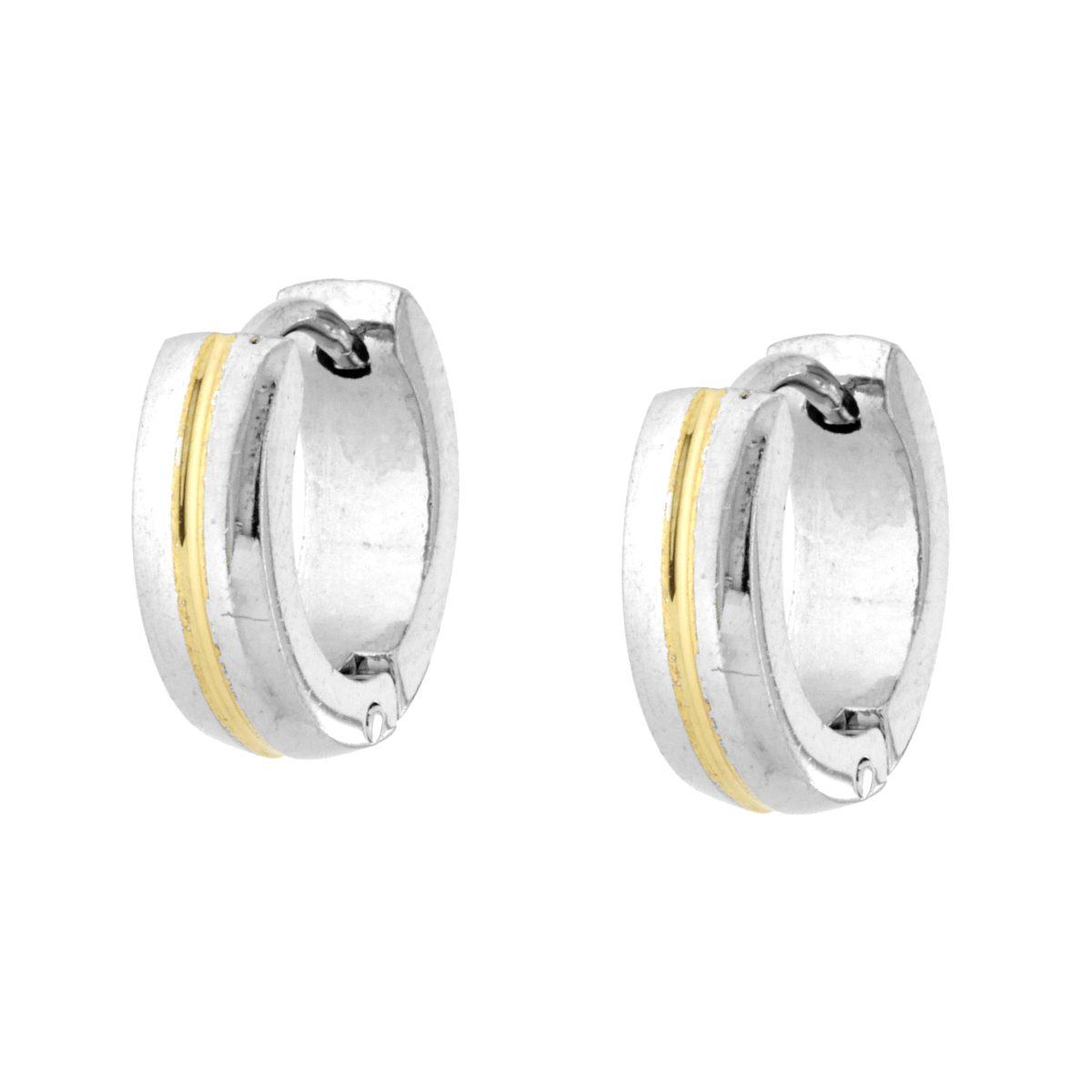 Orecchini Cerchio mm 13 con dettaglio colore Oro in ACCIAIO