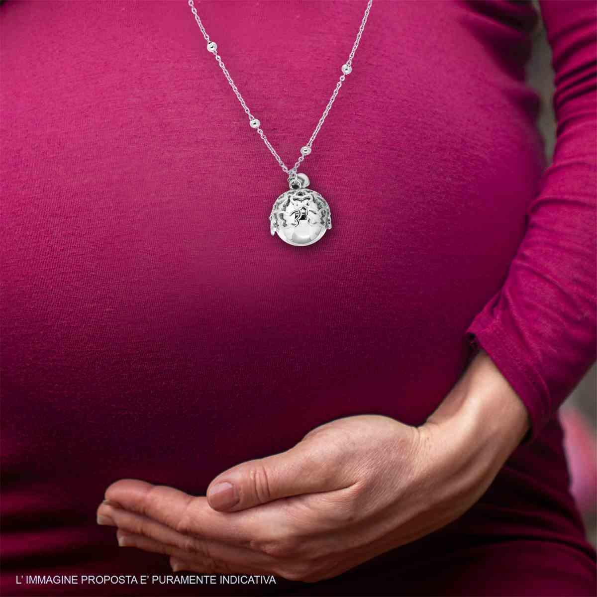 Collana Catena Forzatina con Palline e Chiama Angeli con Farfalle e Cuore pendente in ACCIAIO