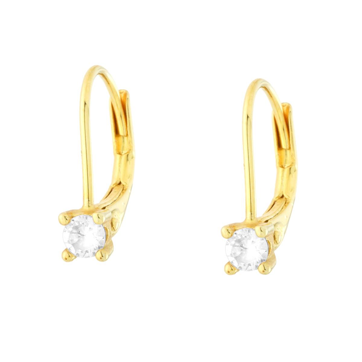 Orecchini Monachella Punto Luce mm 3 Cubic Zirconia Bianco in ARGENTO 925 Galvanica Oro
