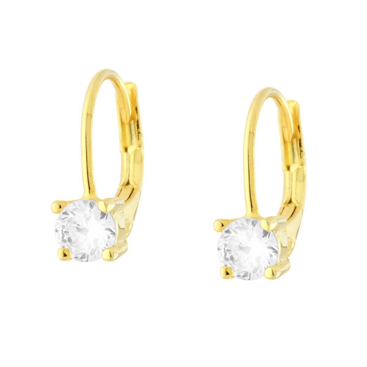 Orecchini Monachella Punto Luce mm 4 Cubic Zirconia Bianco in ARGENTO 925 Galvanica Oro