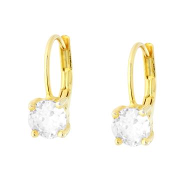Orecchini Monachella Punto Luce mm 5 Cubic Zirconia Bianco in ARGENTO 925 Galvanica Oro