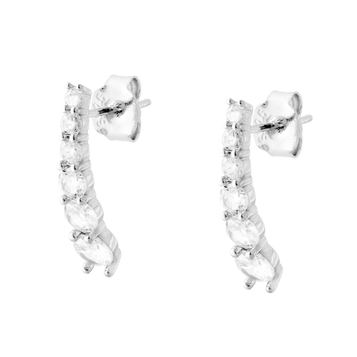 Orecchini Tennis degrade con Cubic Zirconia Bianchi in ARGENTO 925 Galvanica Rodio