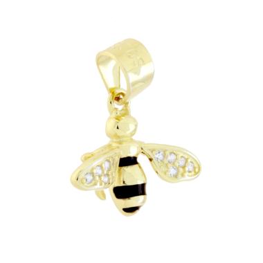 Ciondolo Ape con Cubic Zirconia Bianchi in ARGENTO 925 Galvanica Oro