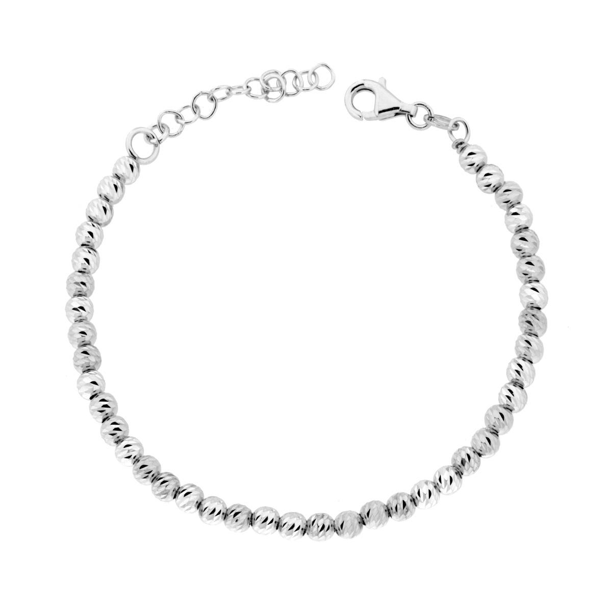 Bracciale con Palline Sfere Slash mm 4 in ARGENTO 925 Galvanica Rodio