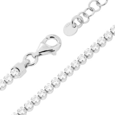 Bracciale Tennis Griffe cm 16+3 con Cubic Zirconia mm 2 Bianchi in ARGENTO 925 Galvanica Rodio