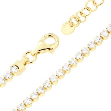 Bracciale Tennis Griffe cm 16+3 con Cubic Zirconia mm 2 Bianchi in ARGENTO 925 Galvanica Oro