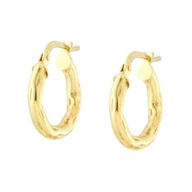 Orecchini a Cerchio mm 15 con Canna effetto Ramo mm 2.5 in ARGENTO 925 Galvanica Oro