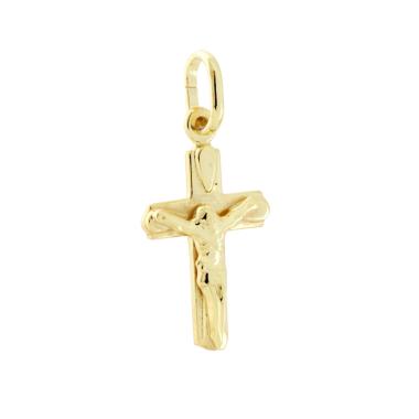 Ciondolo Croce Latina con Cristo in ARGENTO 925 Galvanica Oro
