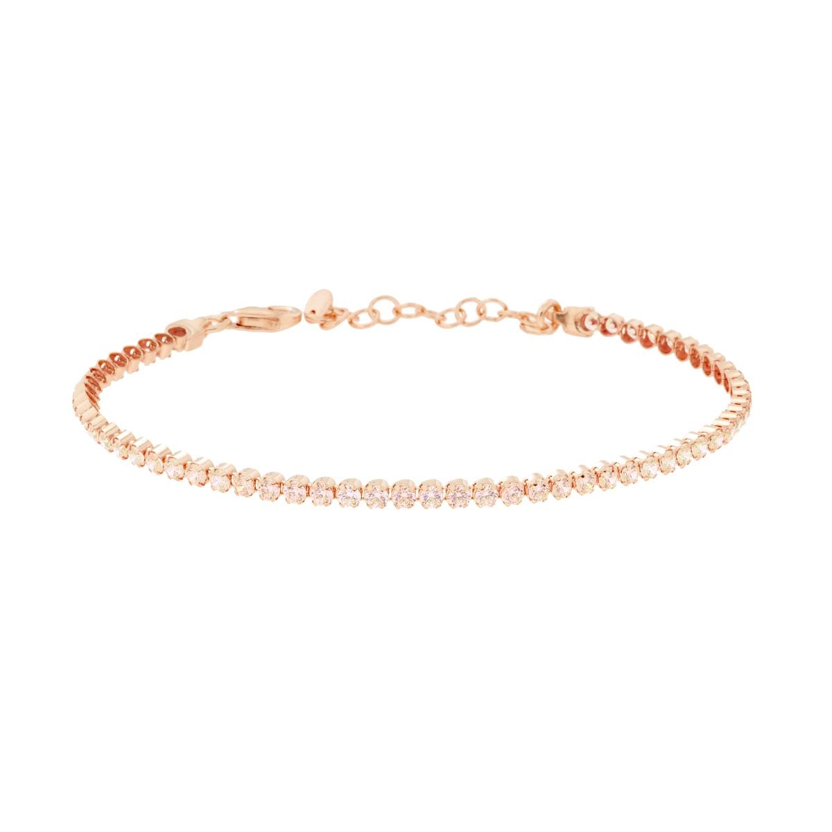 Bracciale Tennis Griffe cm 16+3 con Cubic Zirconia mm 2 Champagne in ARGENTO 925 Galvanica Rosa
